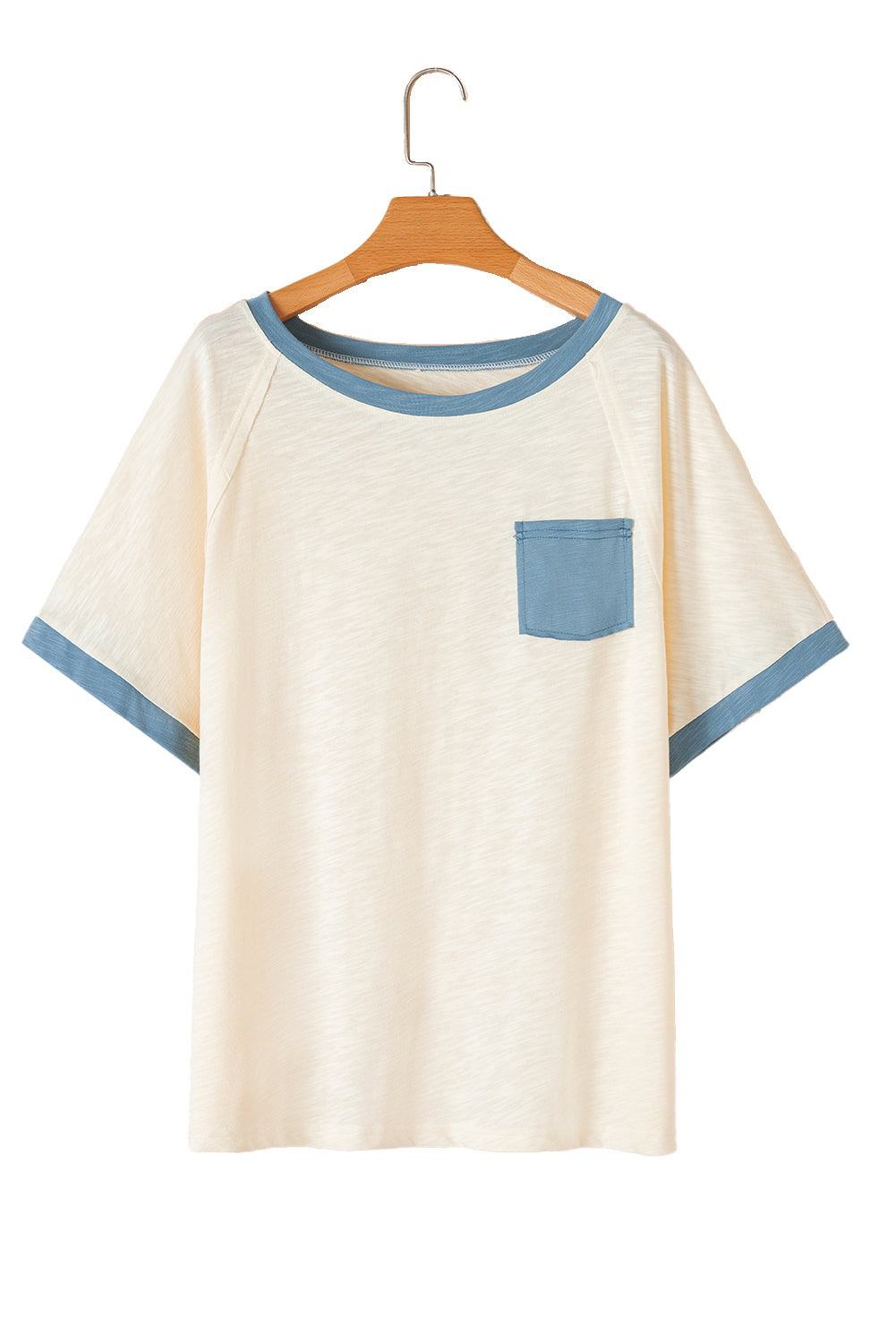 Beige Raw Seam Contrast Color Patchwork Plus Size Top
