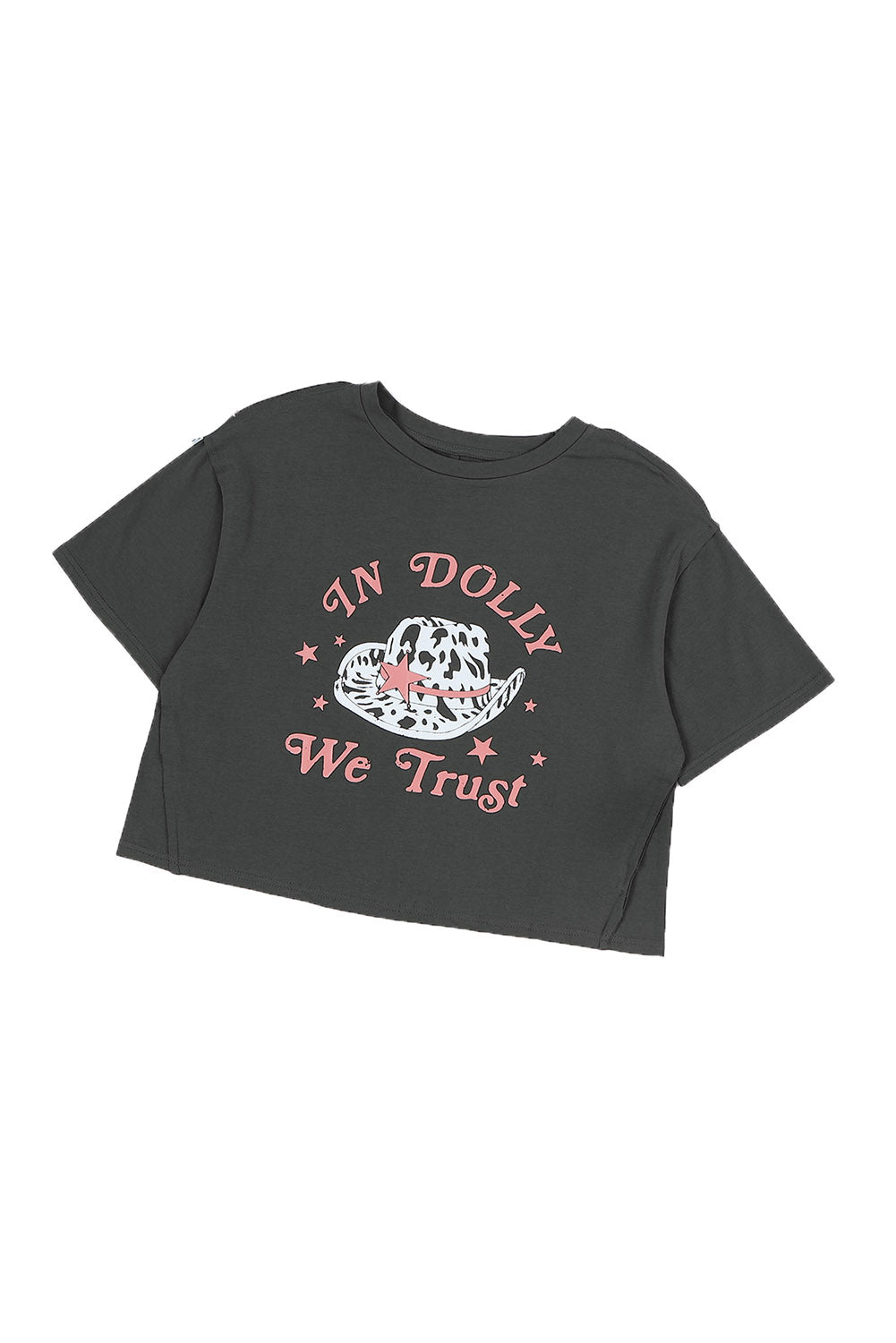 Gray WE TRUST IN DOLLY Western Graphic Tee