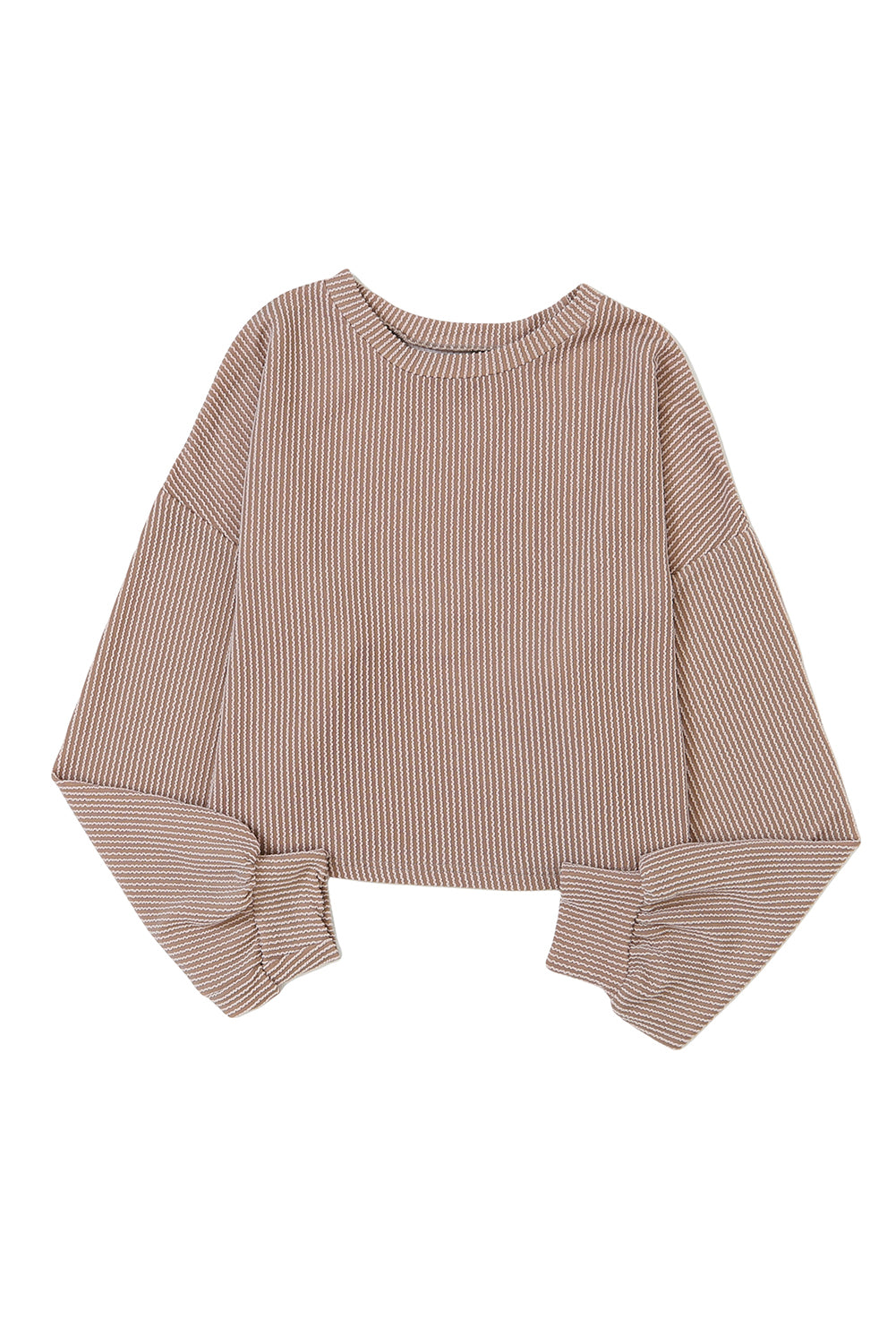 Khaki Drop Shoulder Puff Sleeve Casual Top