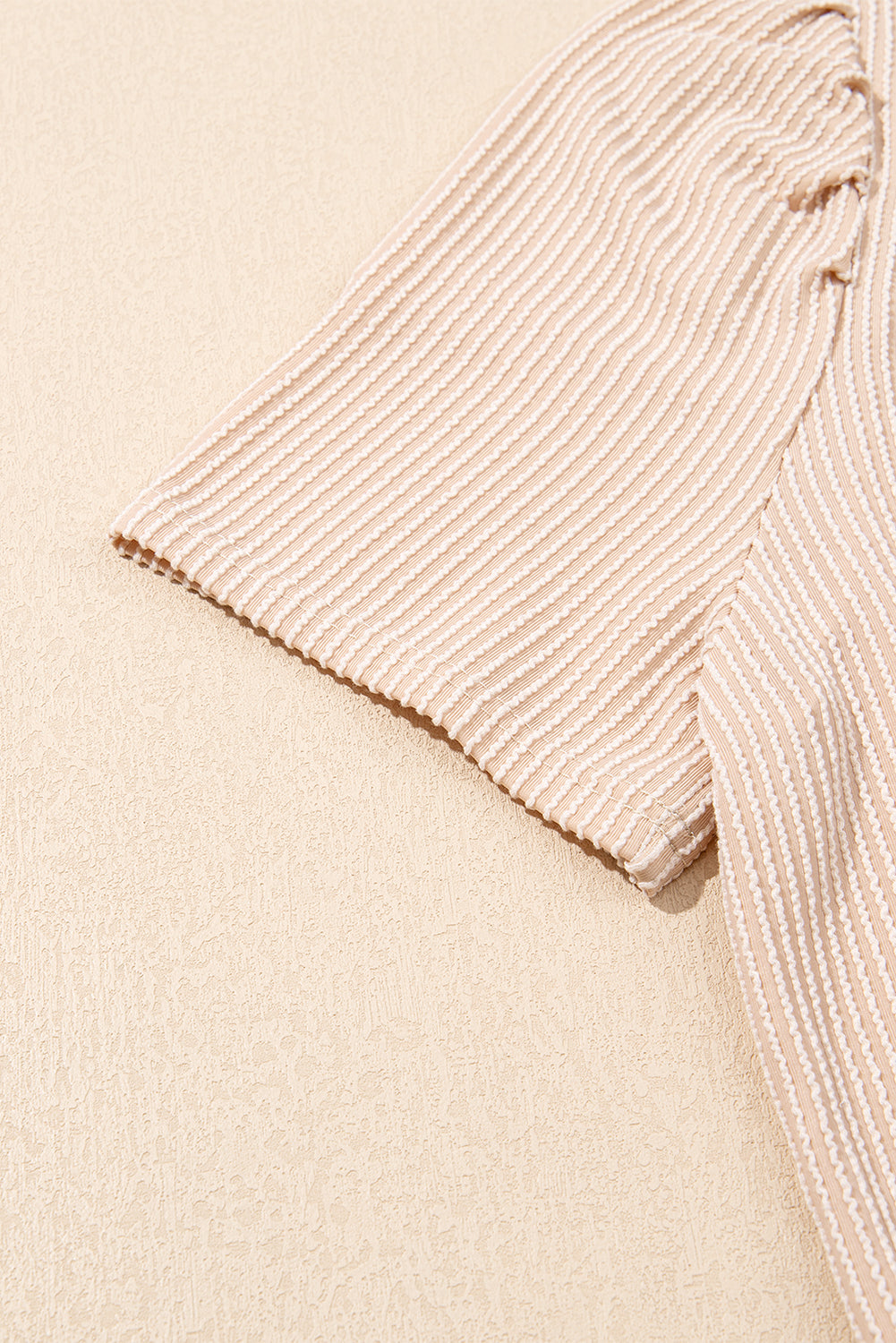 Parchment Corded Knit Crew Neck Puff Sleeve Shift Mini Dress