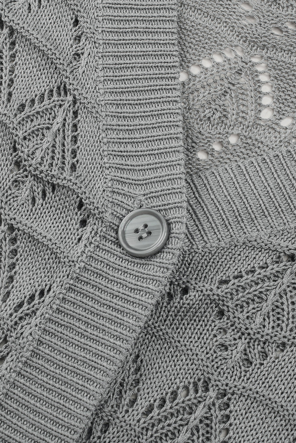 Green Lightweight Buttoned Front Crochet Cardigan