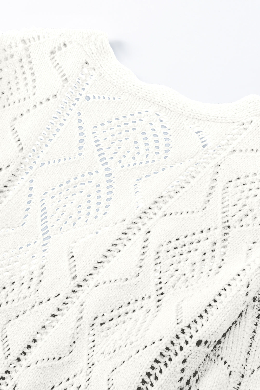 Gray Hollow-out Openwork Knit Cardigan