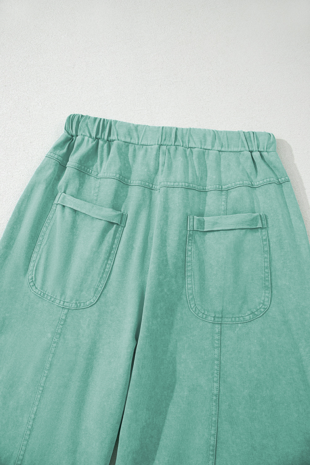 Black Mineral Wash Exposed Seam Drawstring High Waist Wide Leg Cargo Pants