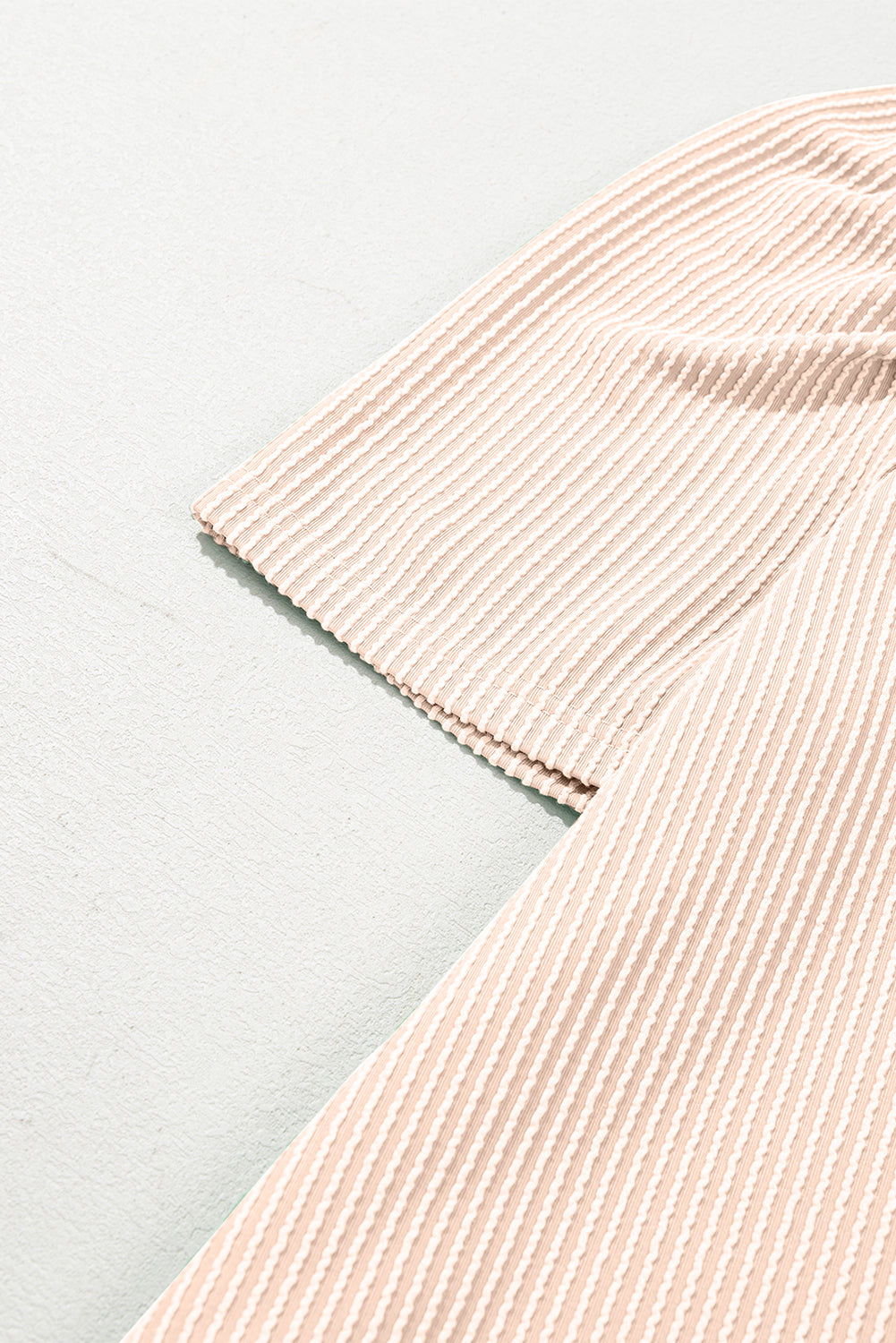 Parchment Corded Knit Crew Neck Puff Sleeve Shift Mini Dress