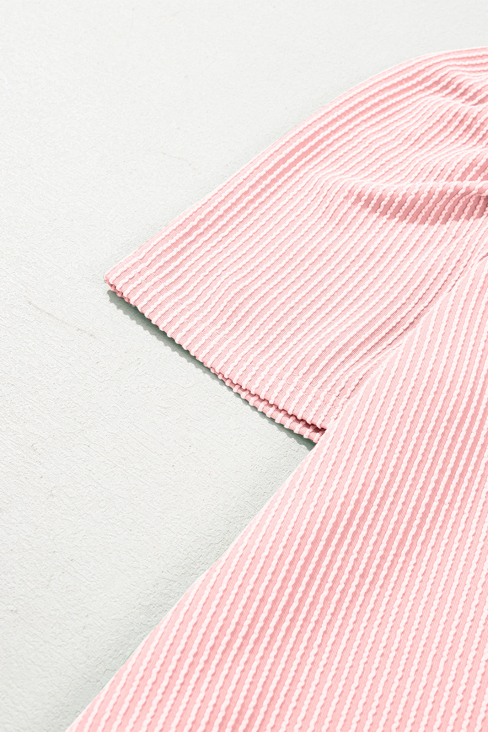 Parchment Corded Knit Crew Neck Puff Sleeve Shift Mini Dress