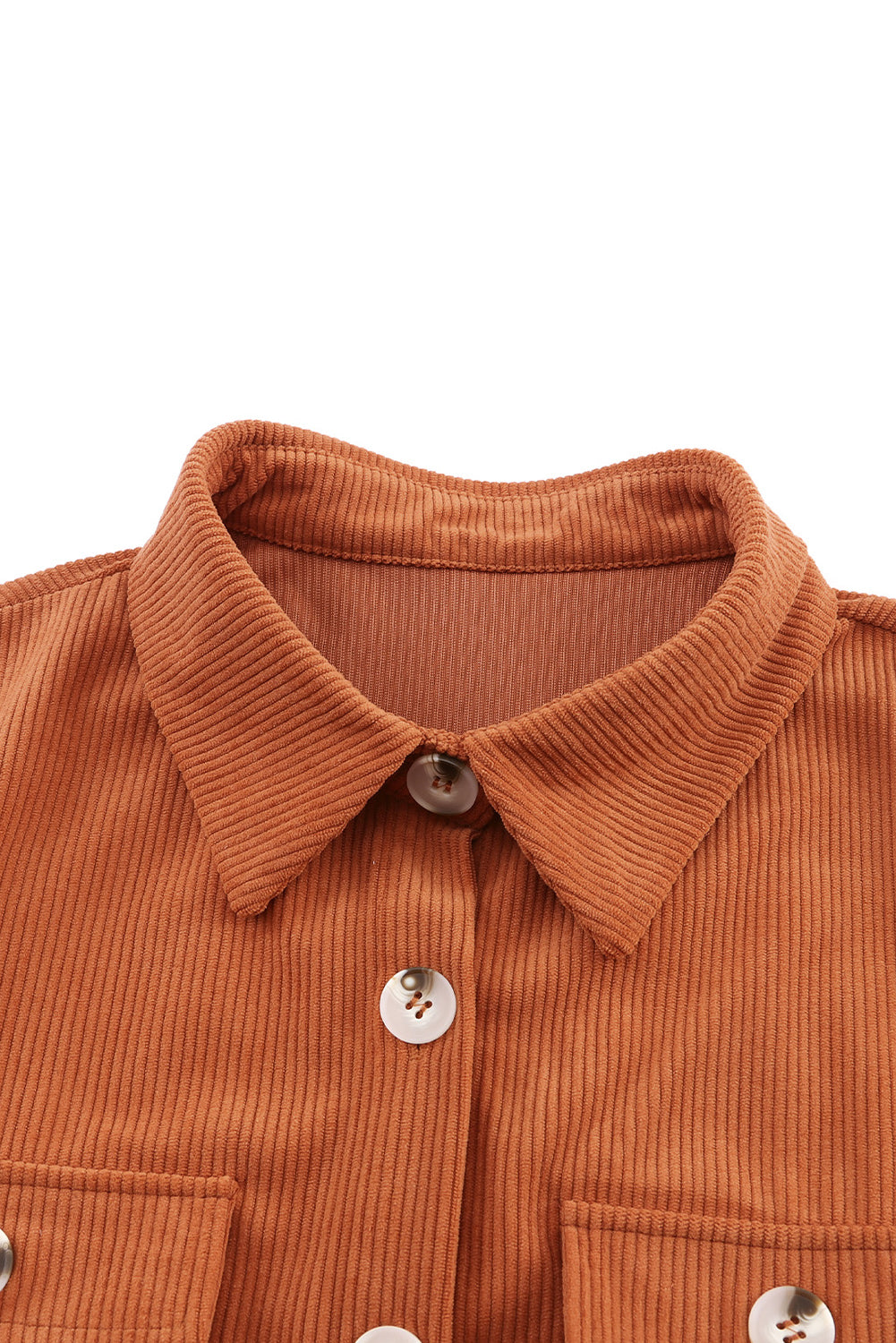 Khaki Corduroy Buttoned Long Sleeve Shirt Dress