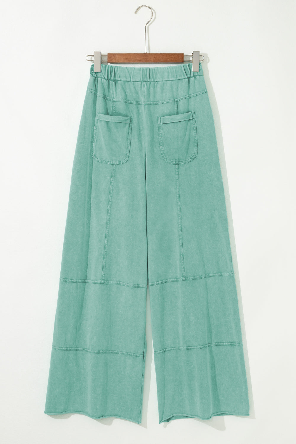 Black Mineral Wash Exposed Seam Drawstring High Waist Wide Leg Cargo Pants