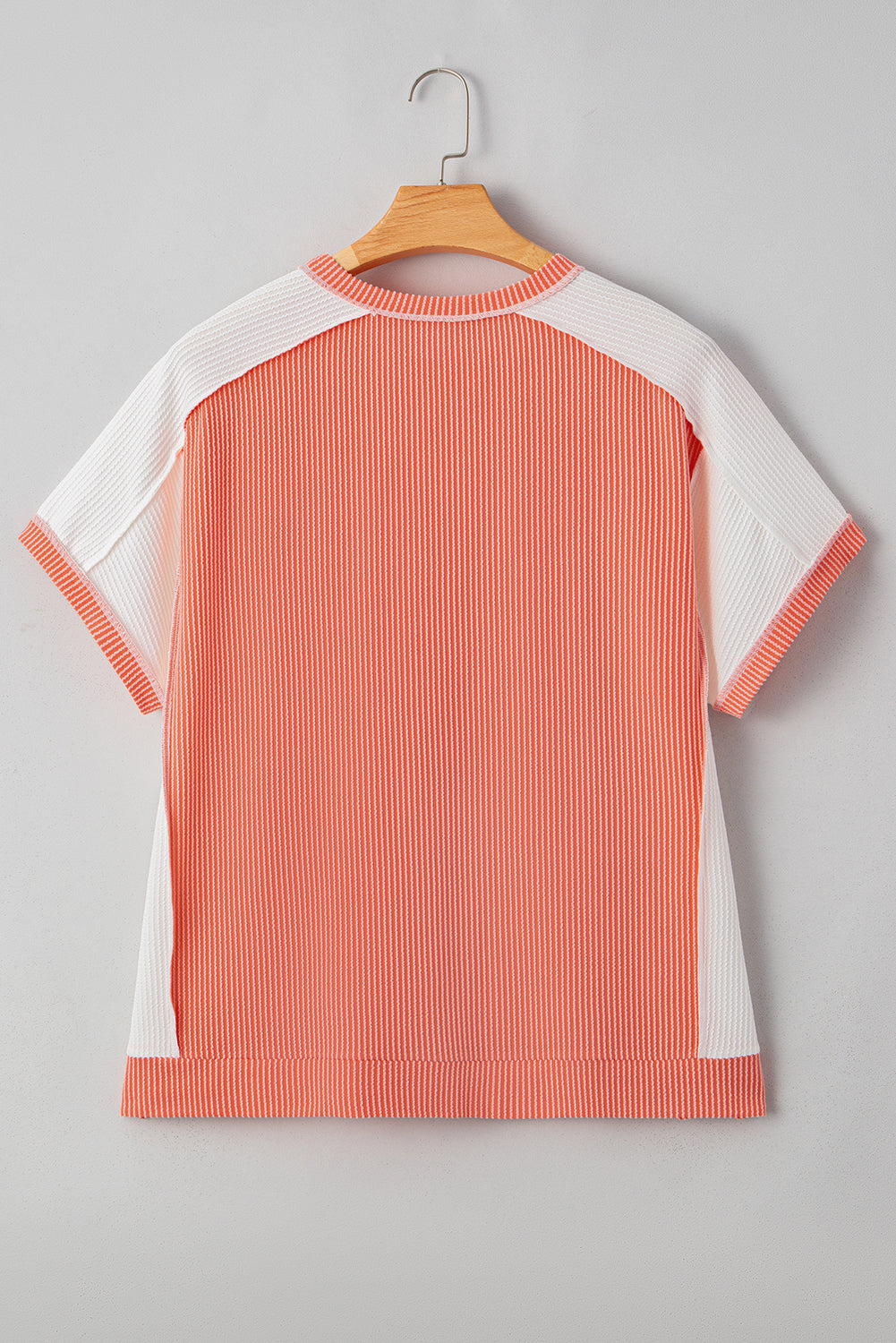 Parchment Twist Rib Colorblock Hi Low Plus Size Short Sleeve Top
