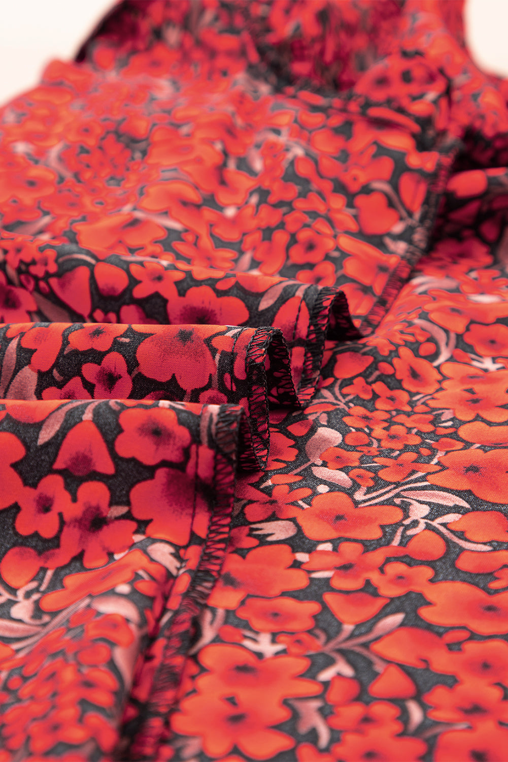 Black Rose Floral Print Ruffle Sleeve Plus Size Shift Top