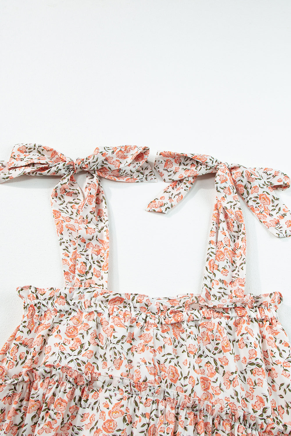 Floral Knotted Straps Tiered Babydoll Dress