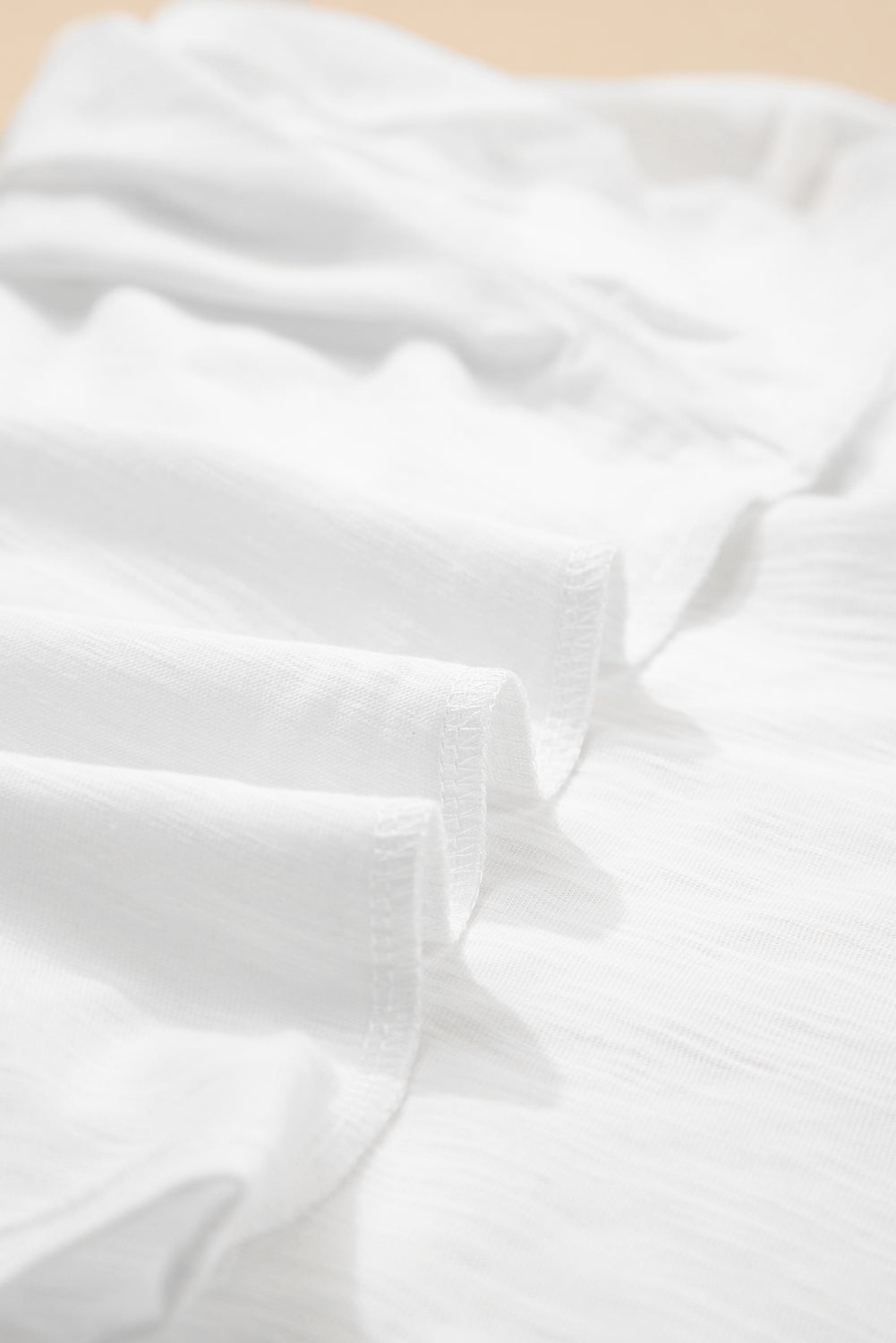 White Layered Ruffle Short Sleeve Round Neck Top