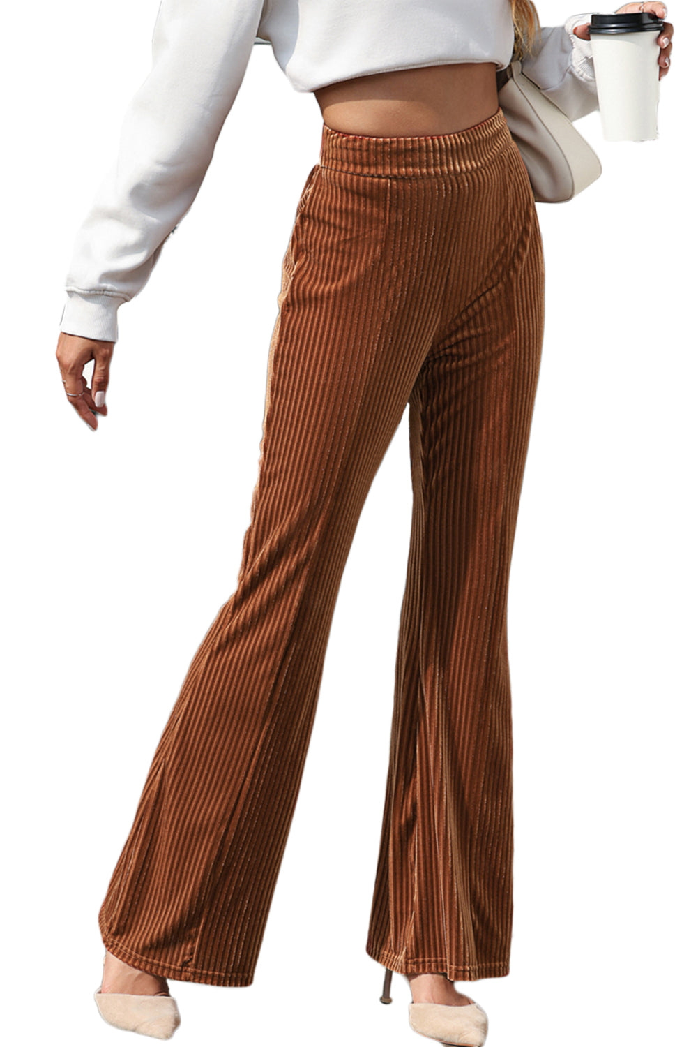 Chestnut High Waist Flare Corduroy Pants