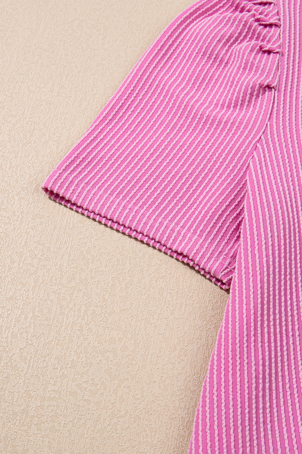 Parchment Corded Knit Crew Neck Puff Sleeve Shift Mini Dress