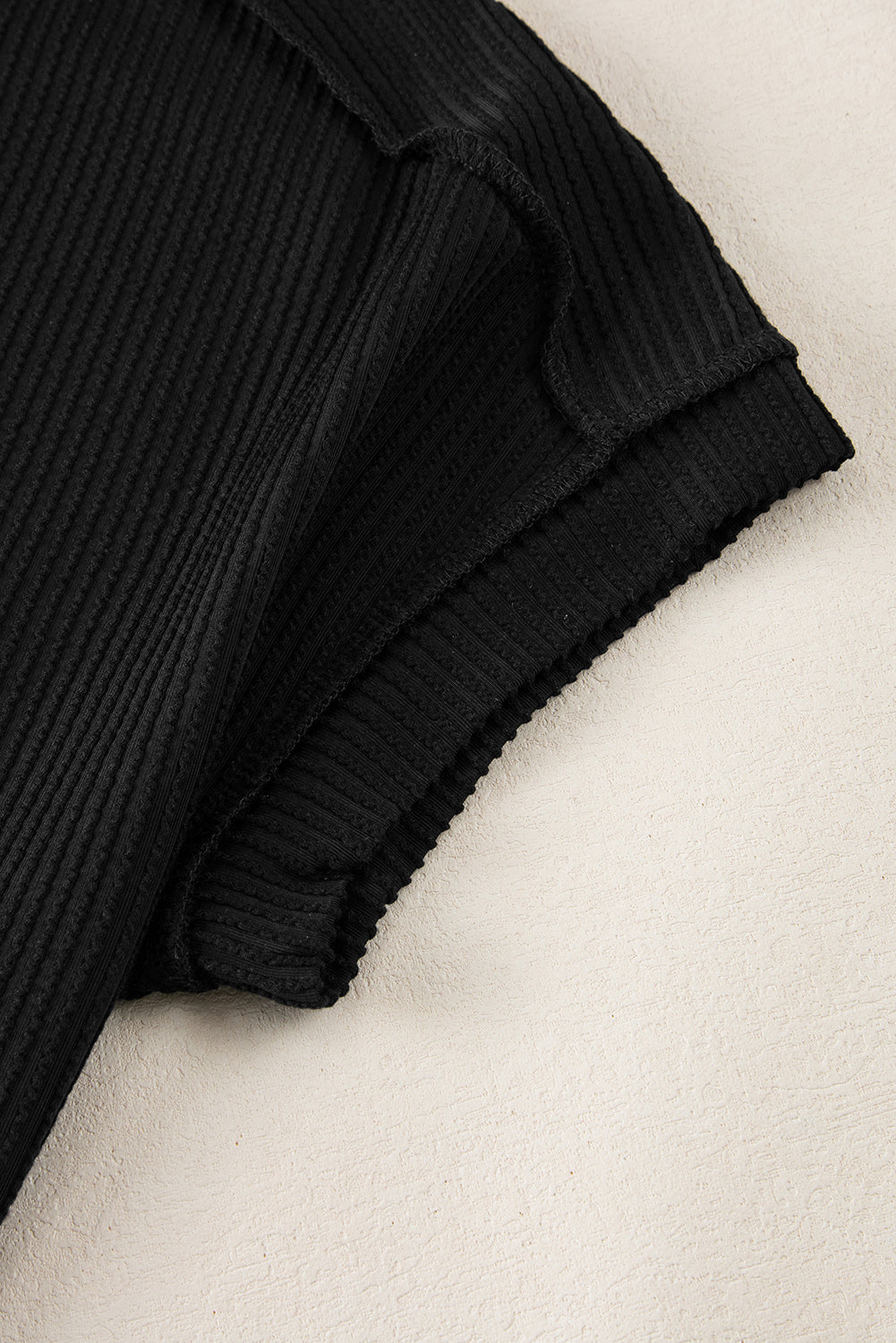 White Textured Knit Exposed Stitching T-shirt