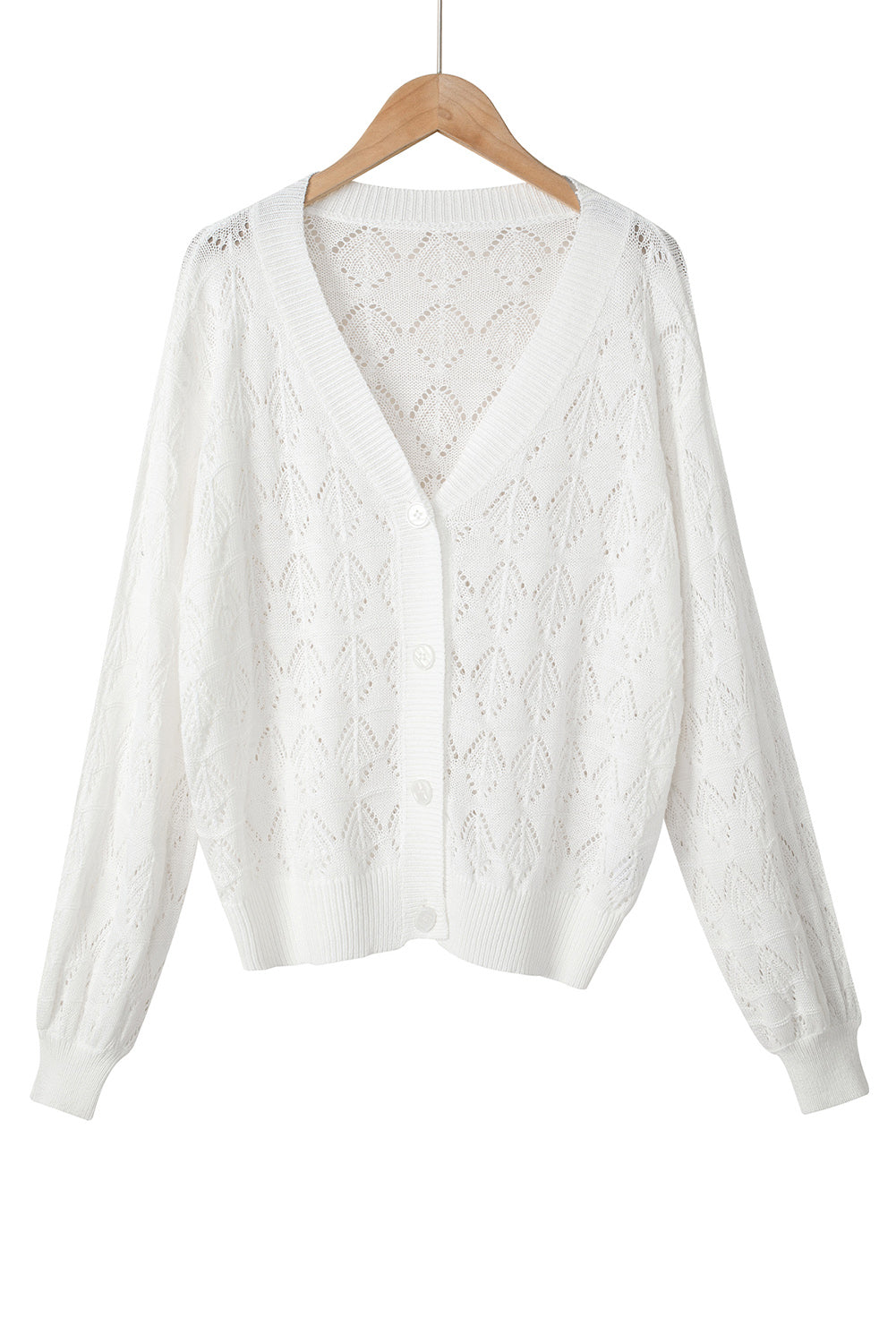 Green Lightweight Buttoned Front Crochet Cardigan