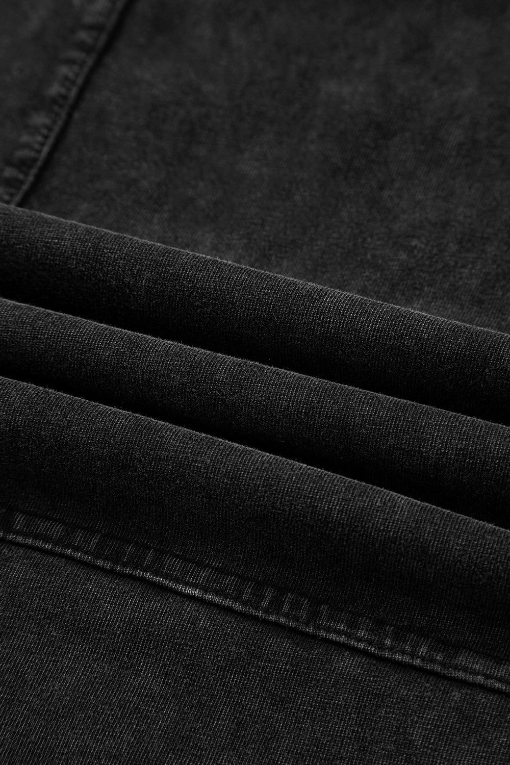 Black Mineral Wash Exposed Seam Drawstring High Waist Wide Leg Cargo Pants