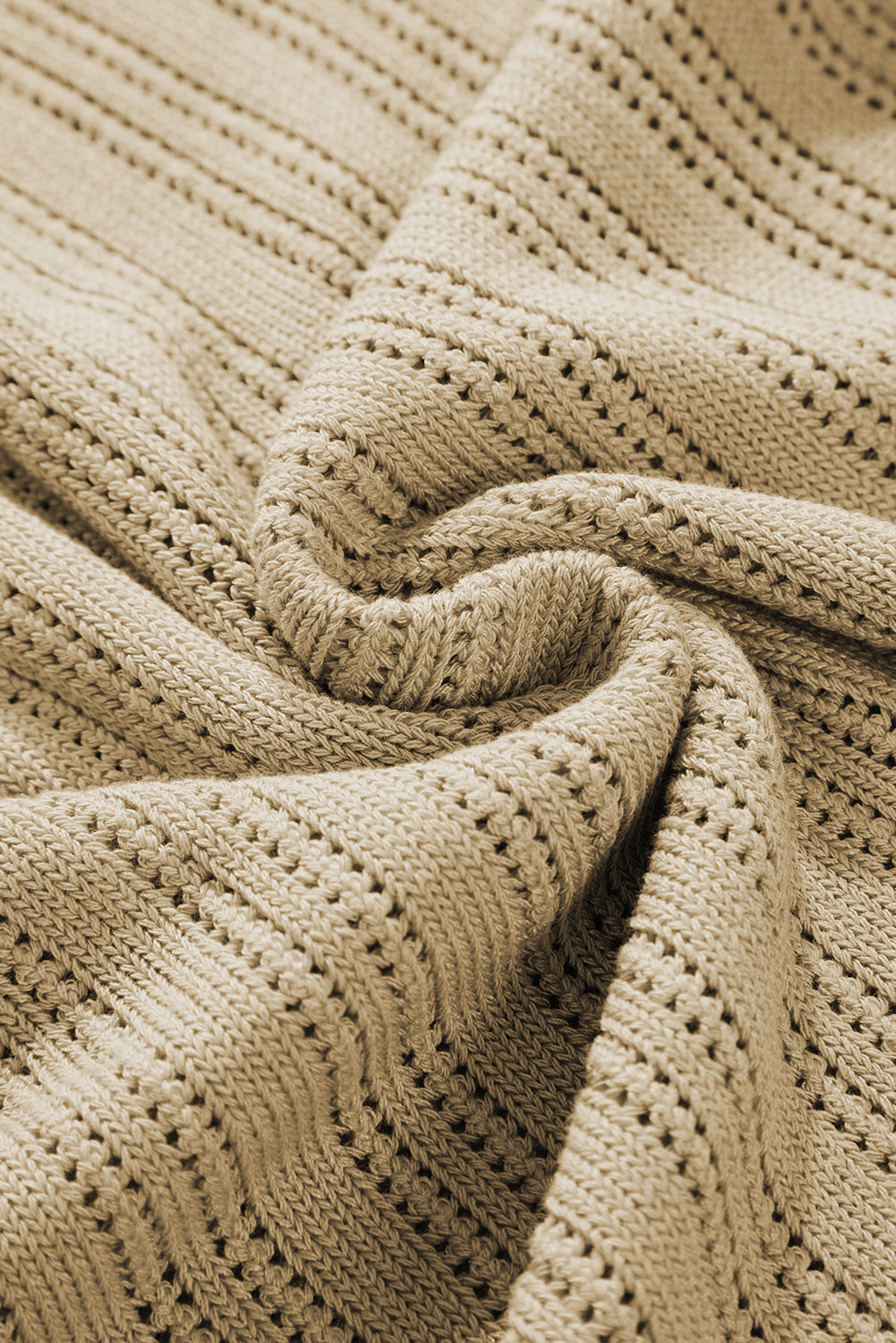 Lantern Sleeve Textured Knit Sweater-Apricot