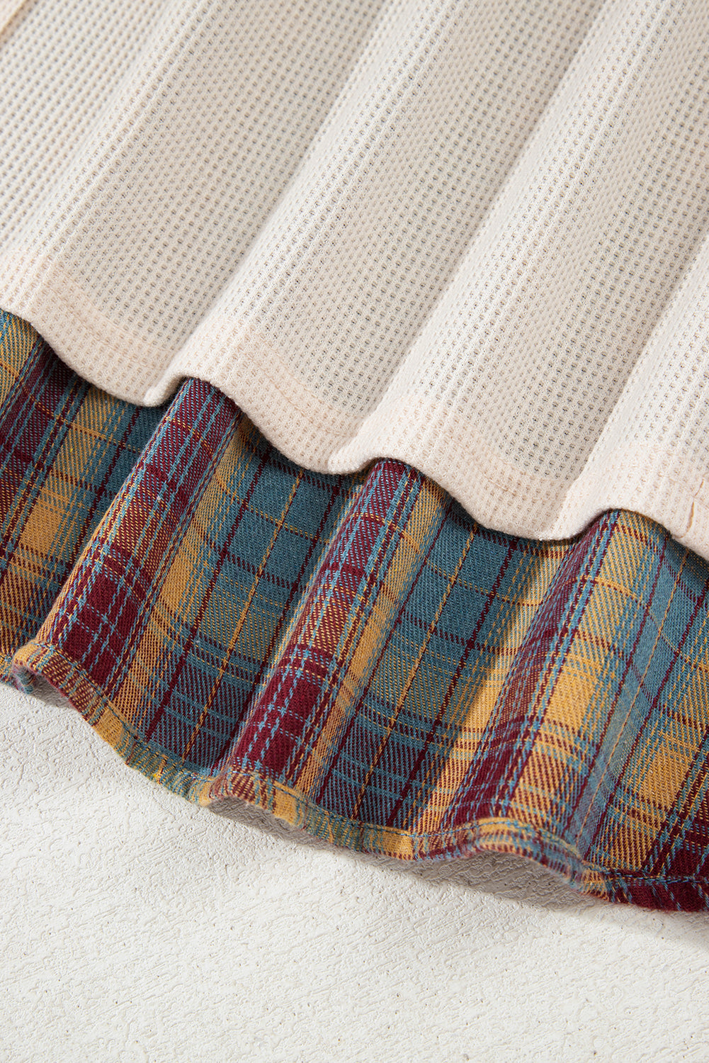 Parchment Plus Size Waffle Colorblock Striped Plaid Patchwork Half Button Pullover