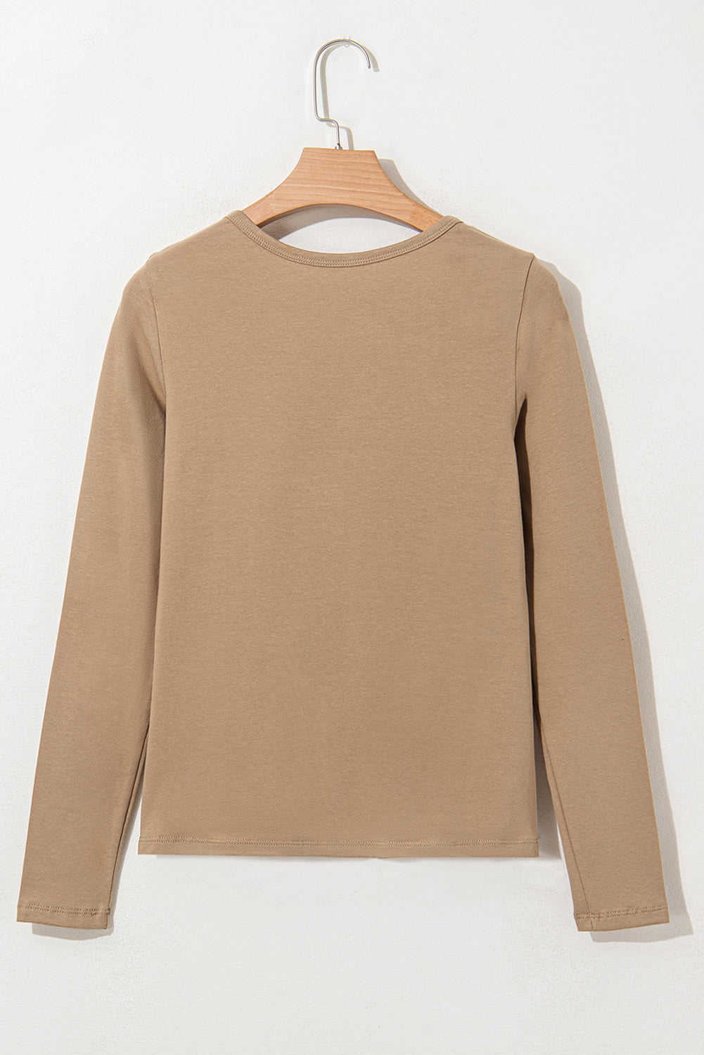 Black Long Sleeve Buttons V Neck Slim Fit Top