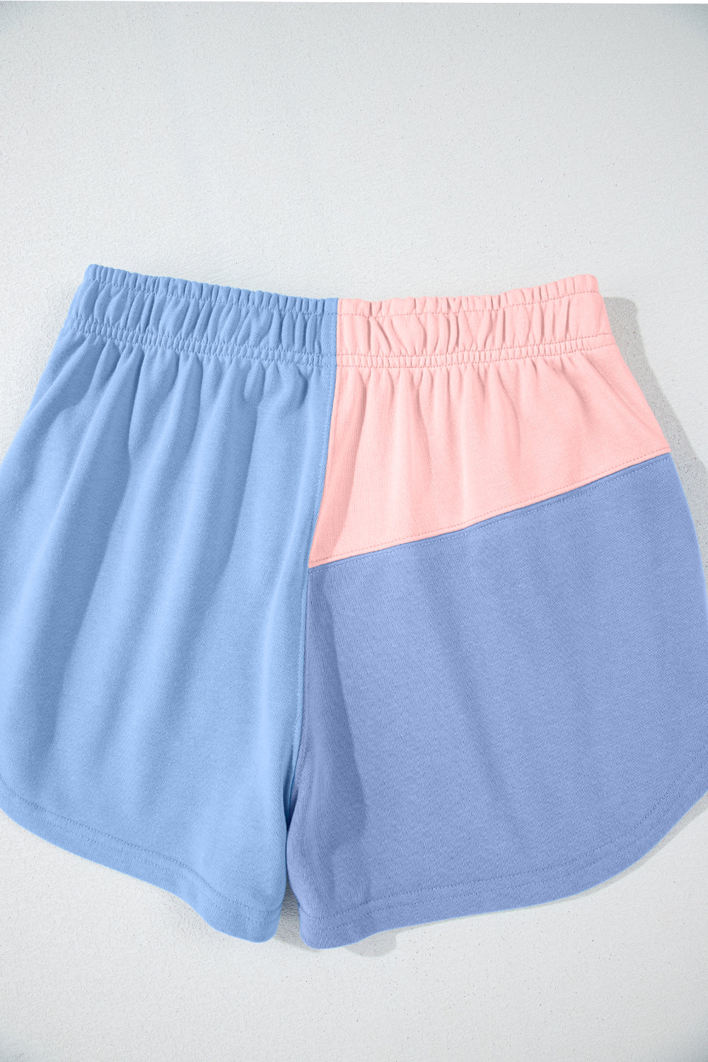 Peach Blossom Colorblock Patchwork Long Sleeve Shorts Outfit