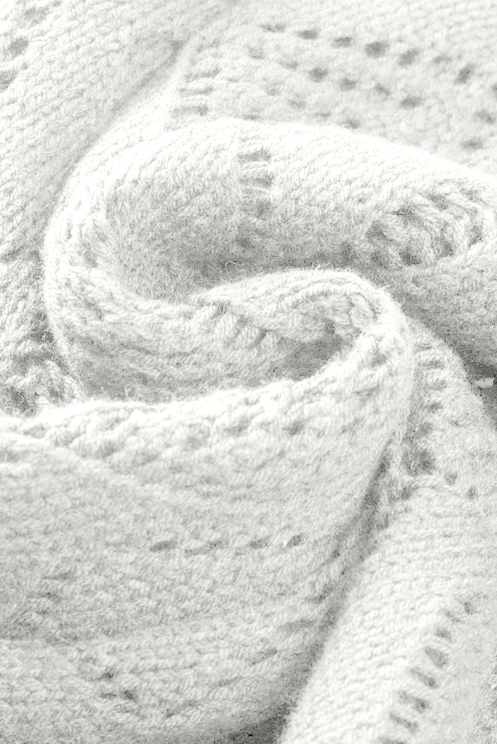 Gray Hollow-out Openwork Knit Cardigan