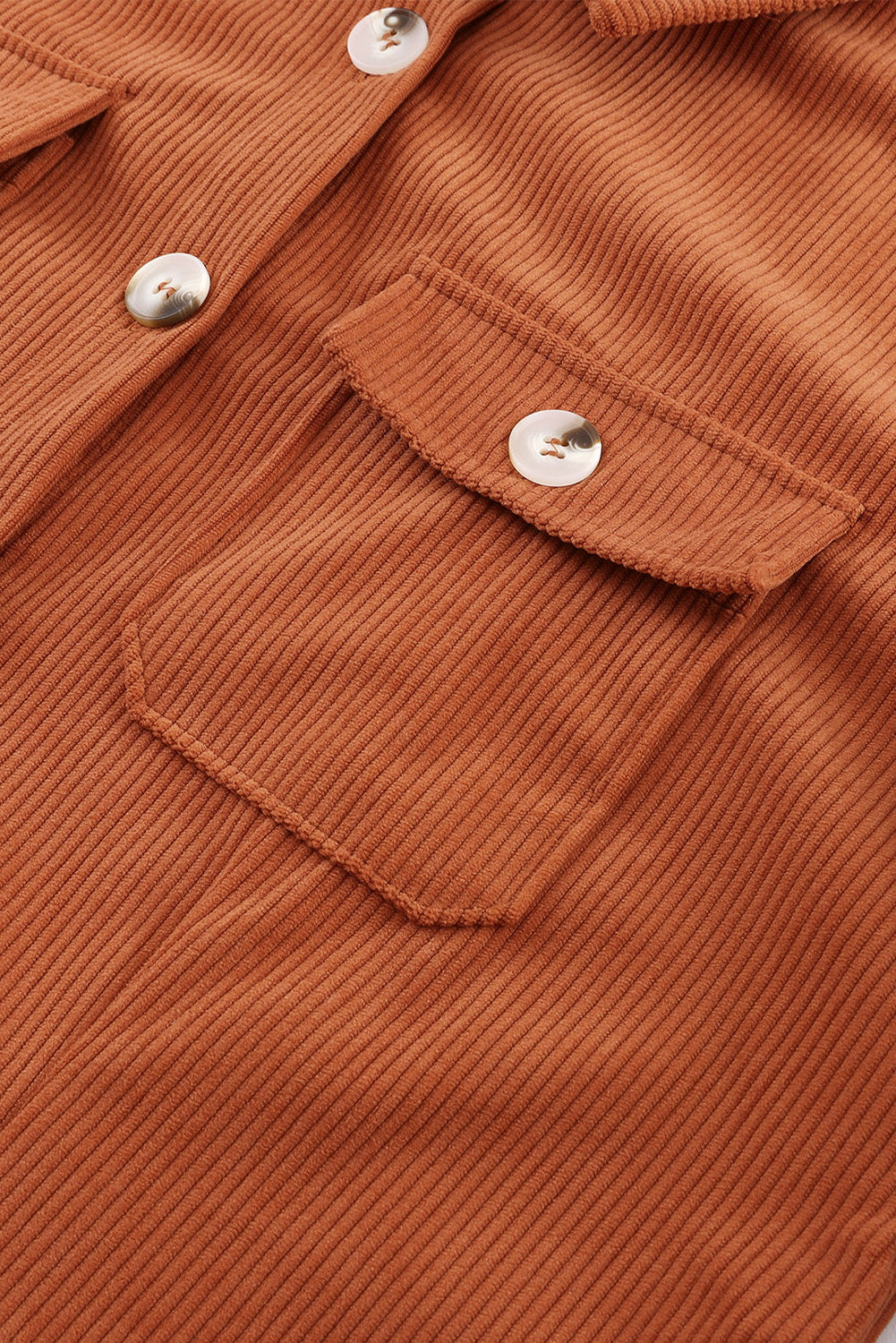Khaki Corduroy Buttoned Long Sleeve Shirt Dress