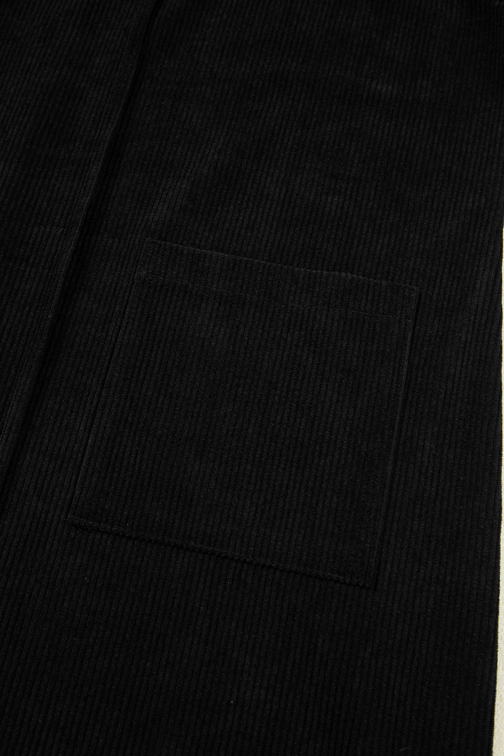 Black Corduroy Sleeveless Mini Dress With Patched Pockets