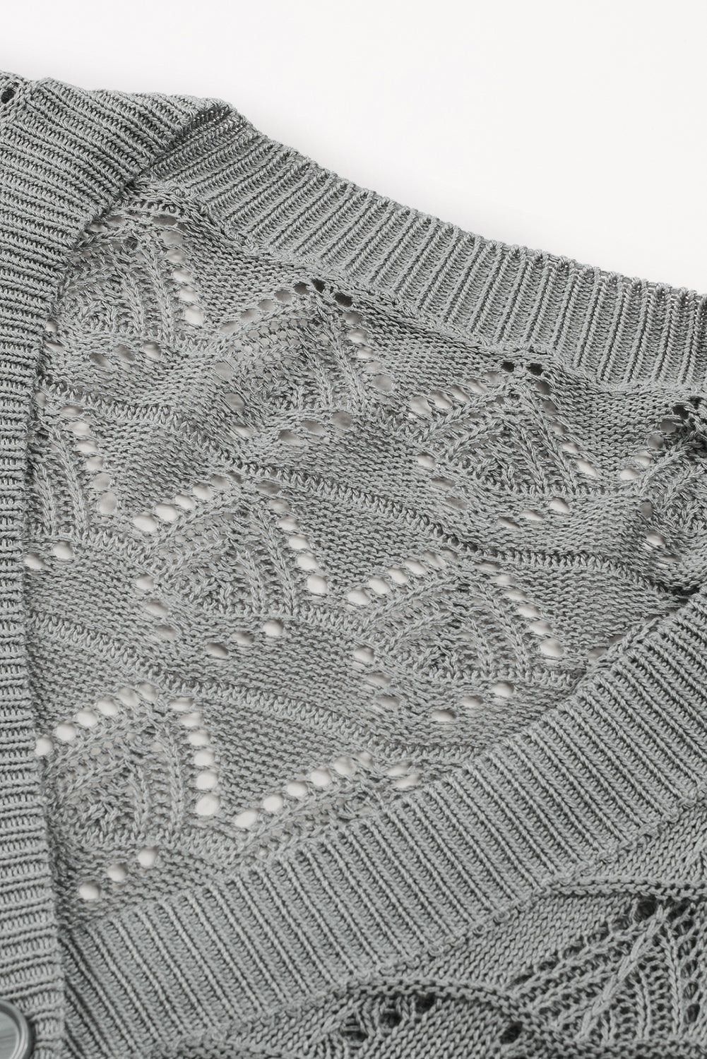 Green Lightweight Buttoned Front Crochet Cardigan