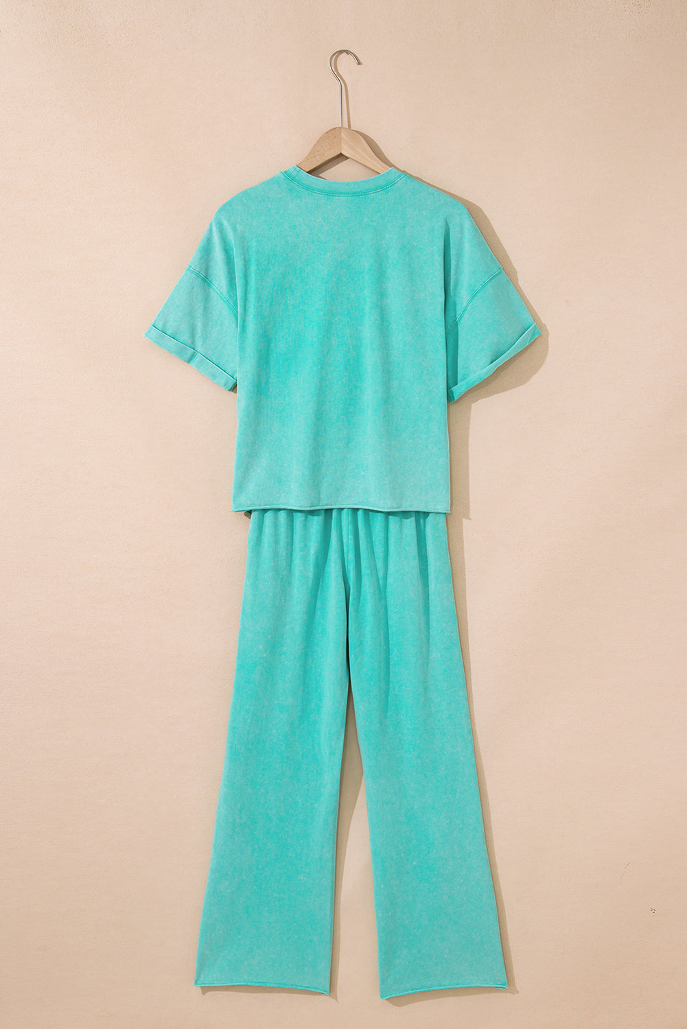 Ashleigh Blue Acid Wash Star Patched Rolled Trim Pants Set