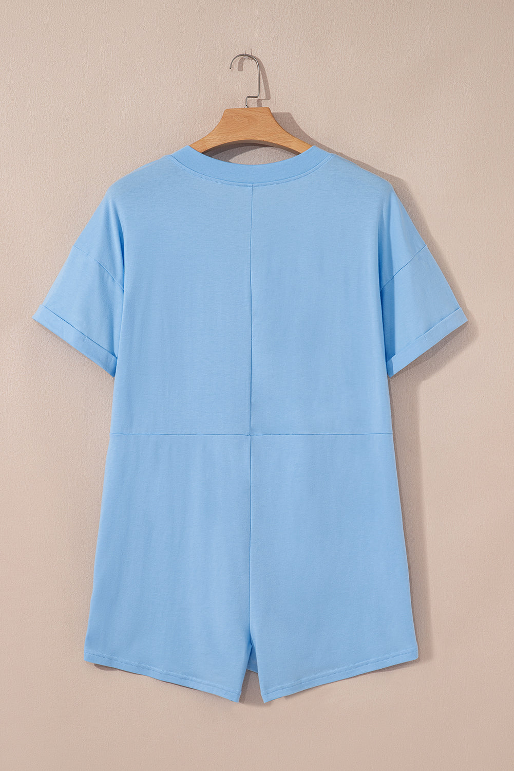 Grass Green Loose Half Sleeve V Neck Knit Romper