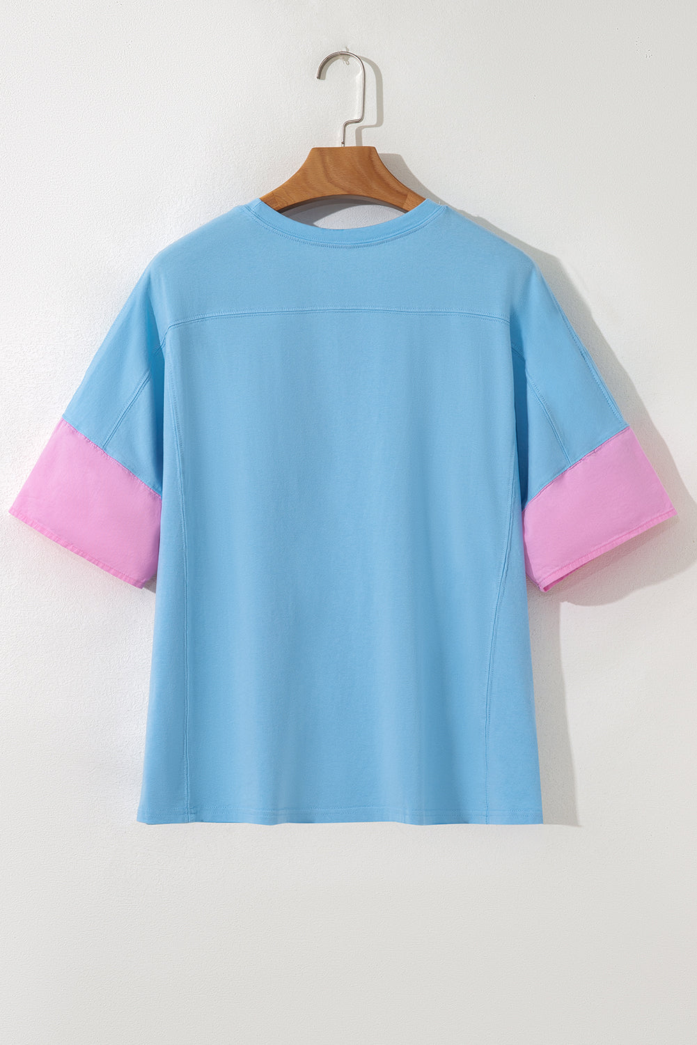 Aruba Blue Frayed Denim Star Patched Oversize T Shirt
