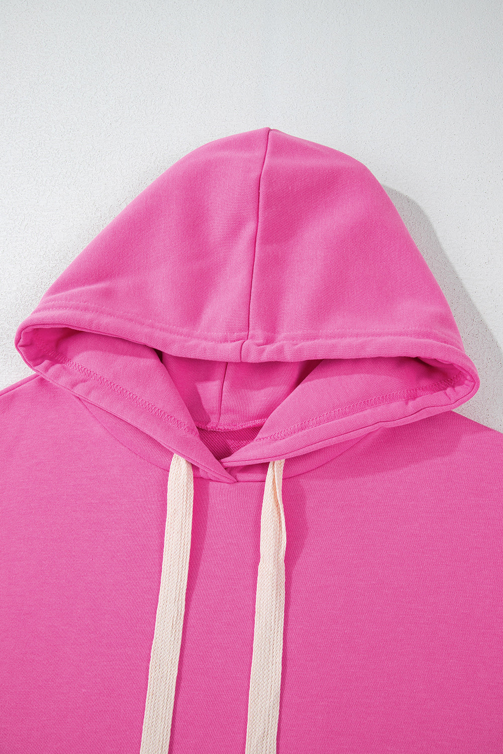 Black Solid Drop Shoulder Drawstring Cropped Hoodie