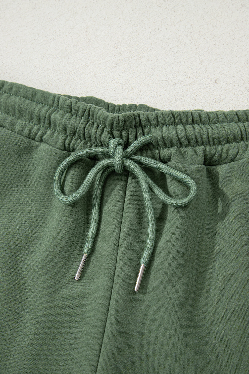 Navy Blue Button Drawstring Hooded Pullover and Casual Short Set