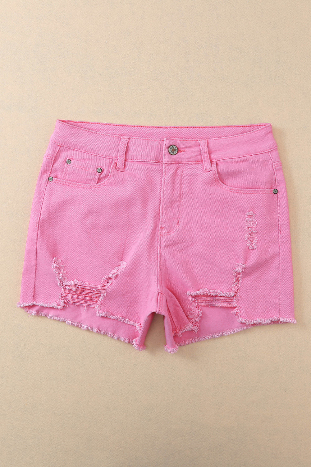 Rose Distressed Denim Shorts
