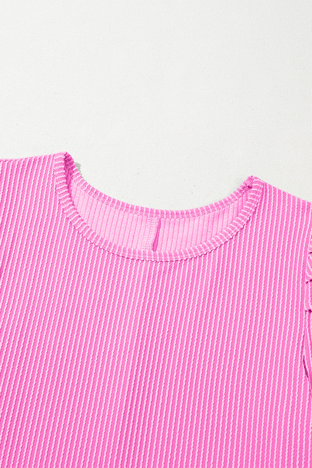 Parchment Corded Knit Crew Neck Puff Sleeve Shift Mini Dress