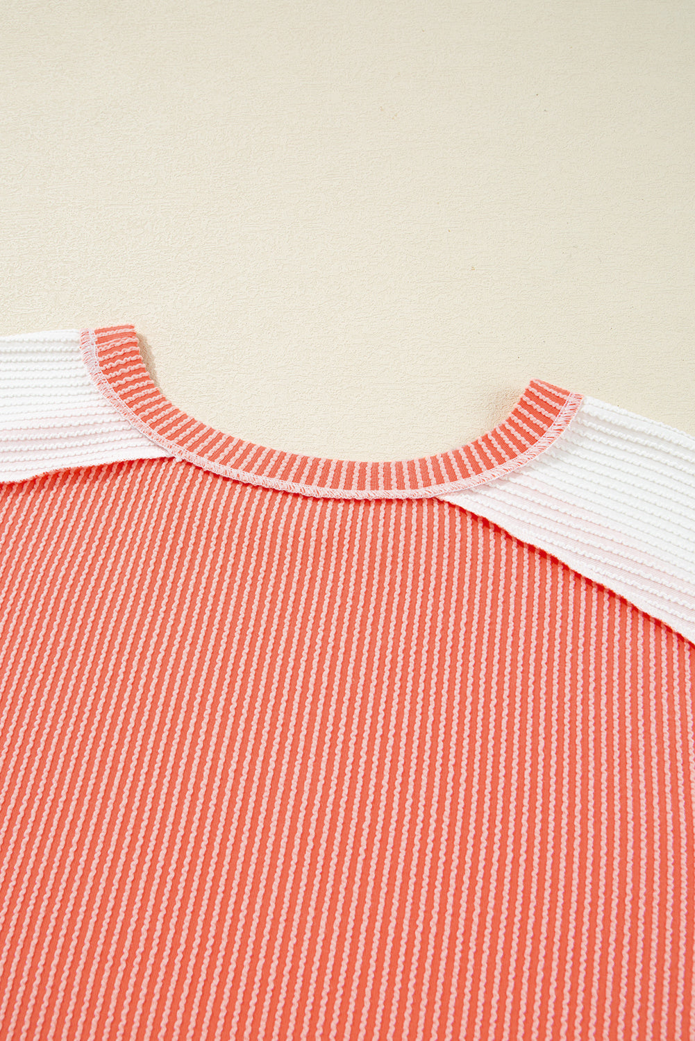 Parchment Twist Rib Colorblock Hi Low Plus Size Short Sleeve Top