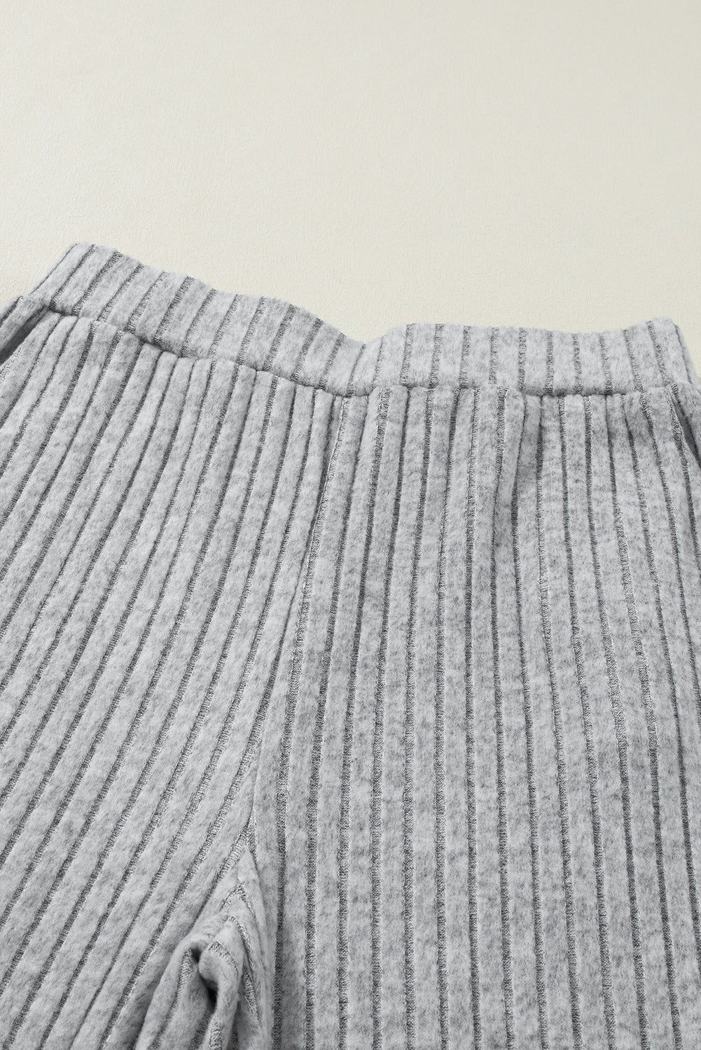 Light Grey Ribbed Knit V Neck Slouchy 2pc Outfit