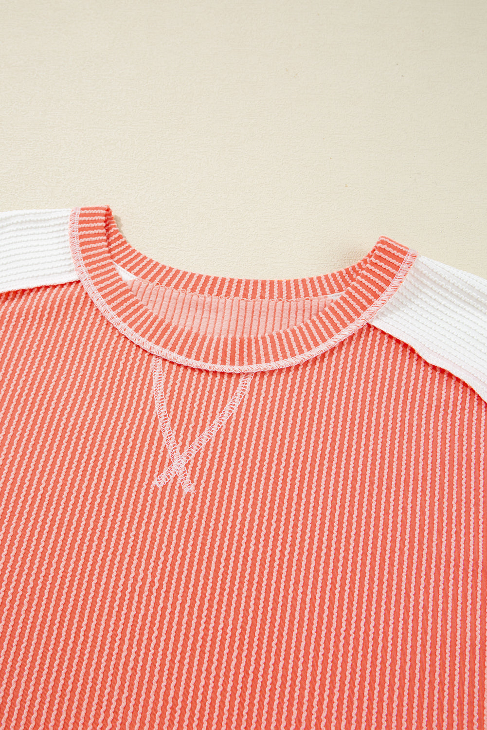 Parchment Twist Rib Colorblock Hi Low Plus Size Short Sleeve Top