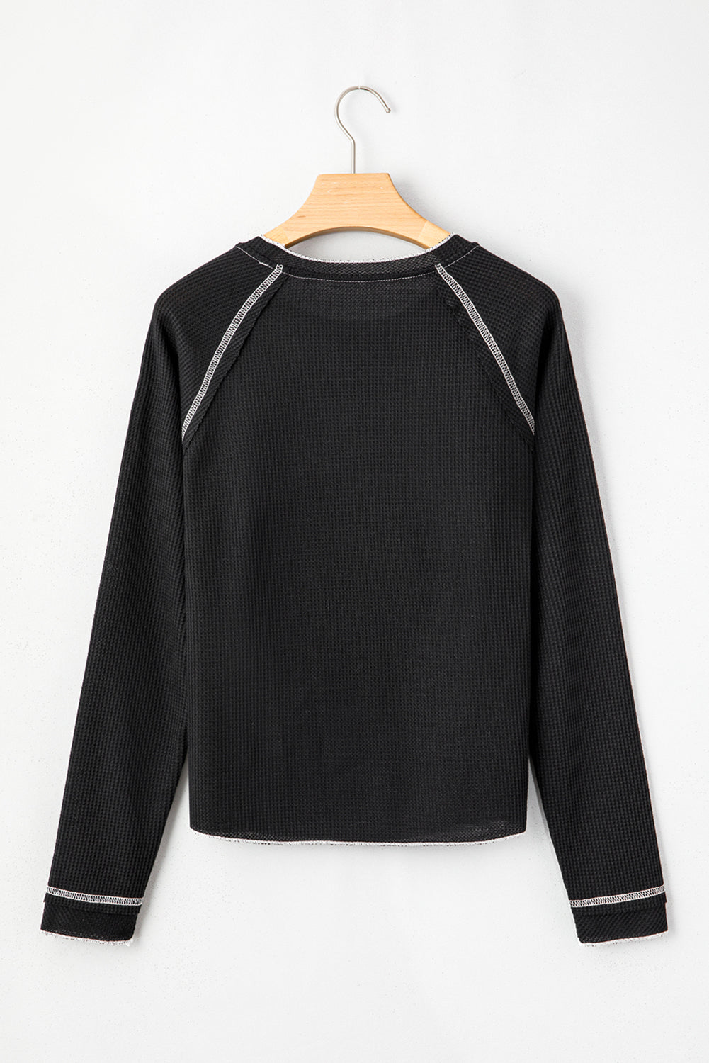 Gray Textured Round Neck Long Sleeve Top