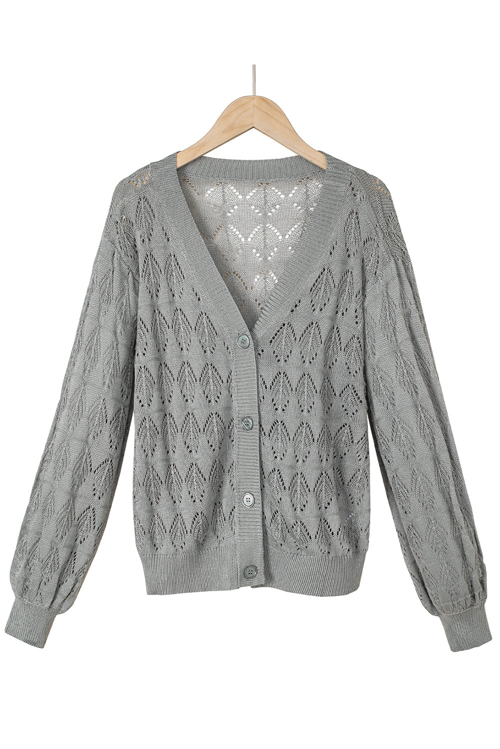 Green Lightweight Buttoned Front Crochet Cardigan