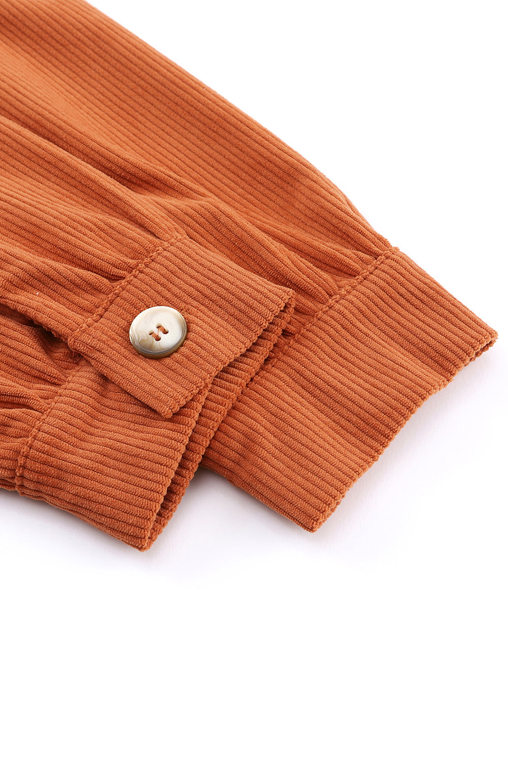 Khaki Corduroy Buttoned Long Sleeve Shirt Dress