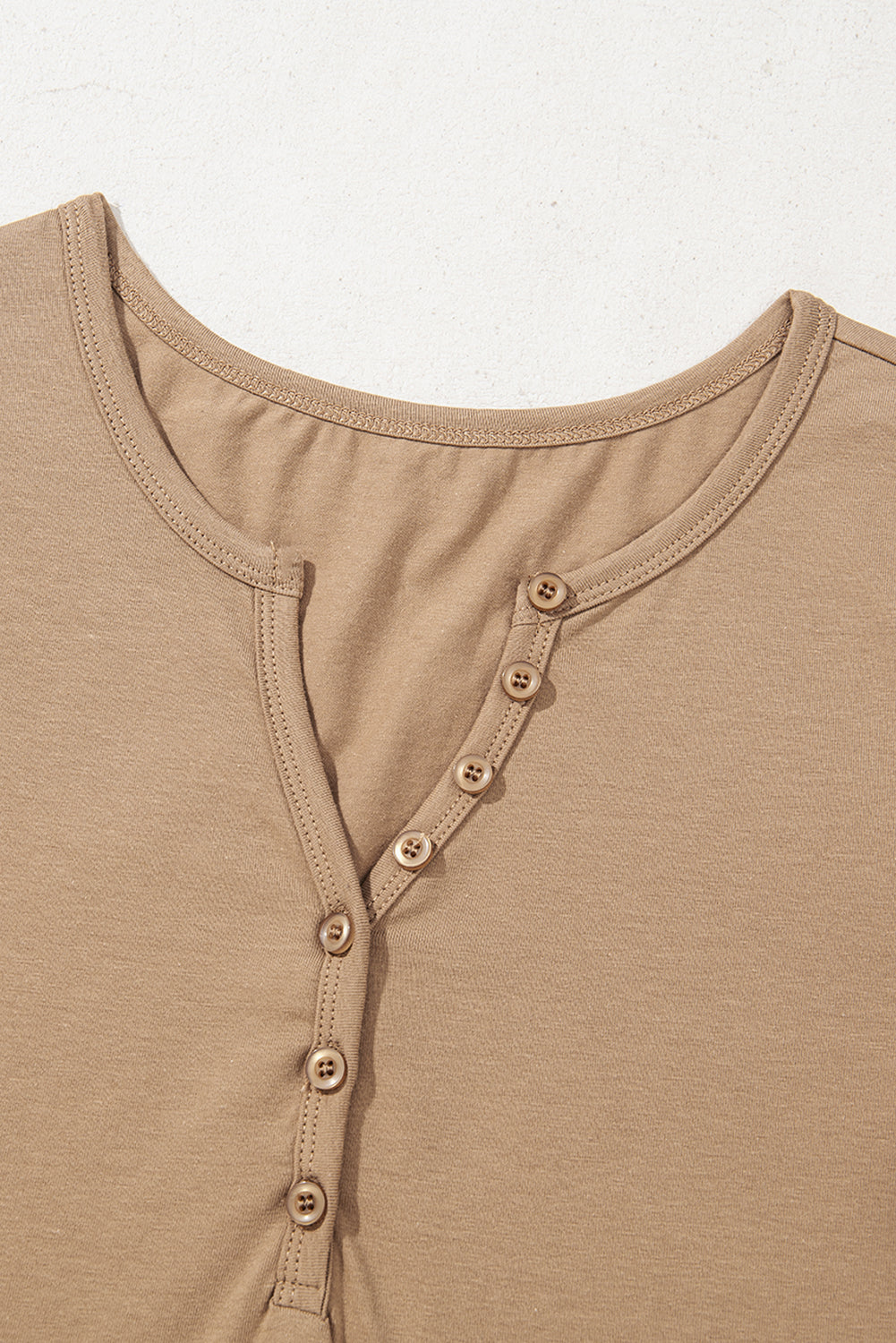 Black Long Sleeve Buttons V Neck Slim Fit Top