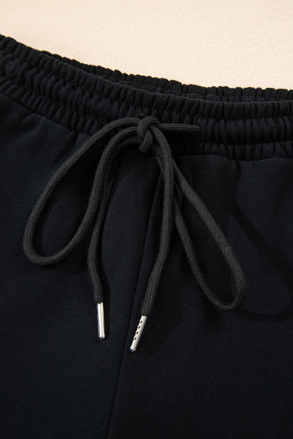 Navy Blue Button Drawstring Hooded Pullover and Casual Short Set
