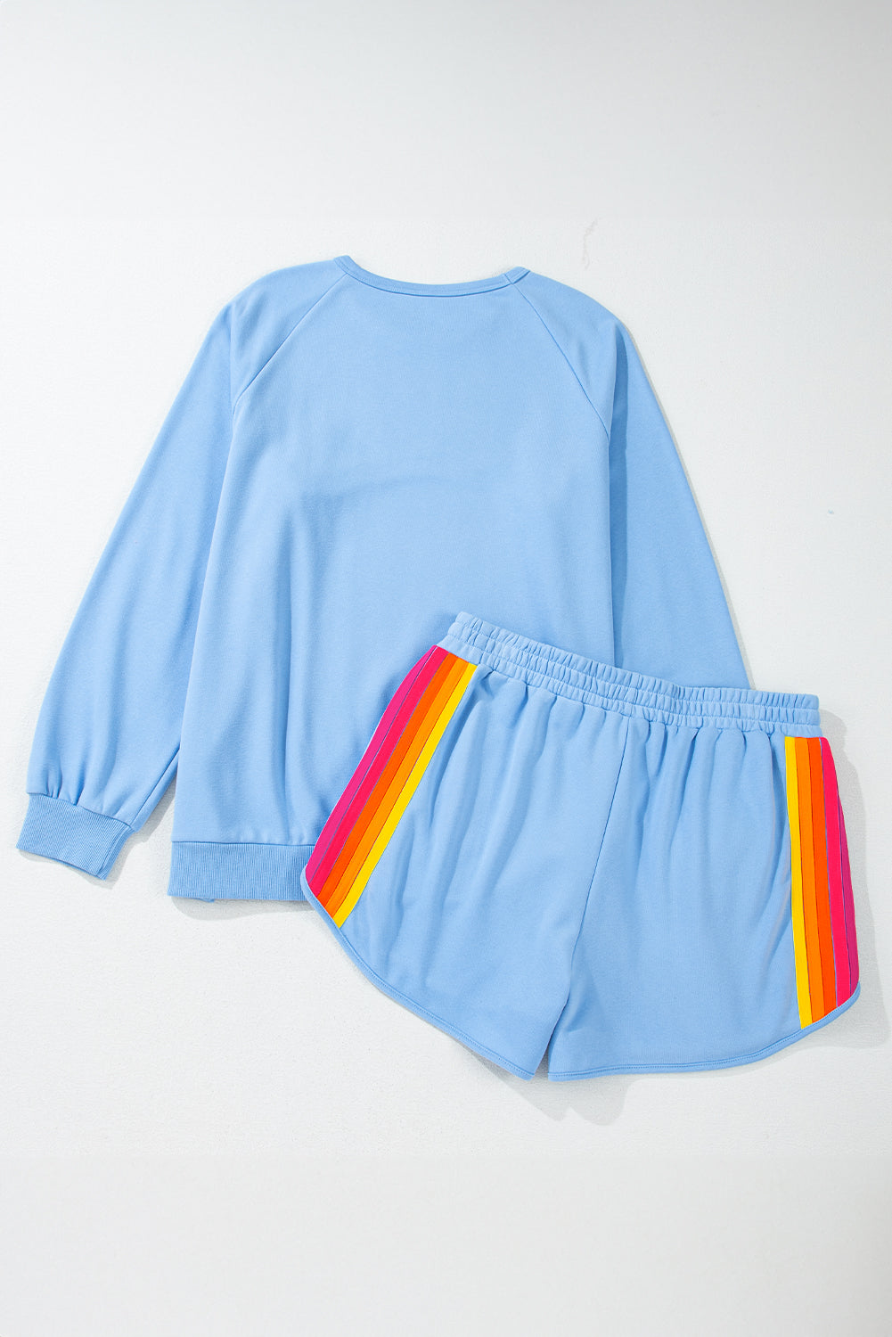 Black Striped Accent Pullover and Shorts Two Piece Casual Set
