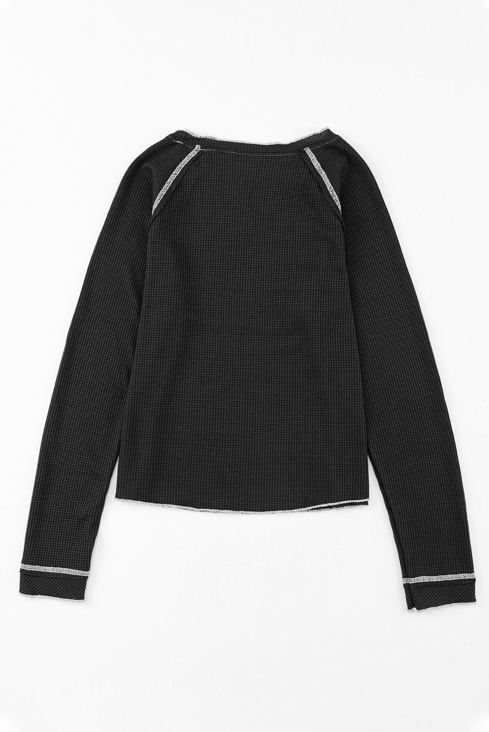 Gray Textured Round Neck Long Sleeve Top