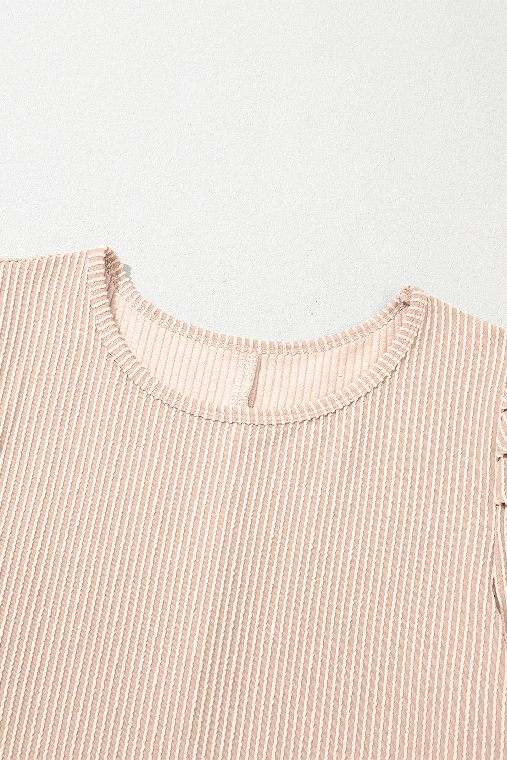 Parchment Corded Knit Crew Neck Puff Sleeve Shift Mini Dress