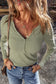 Black Long Sleeve Buttons V Neck Slim Fit Top