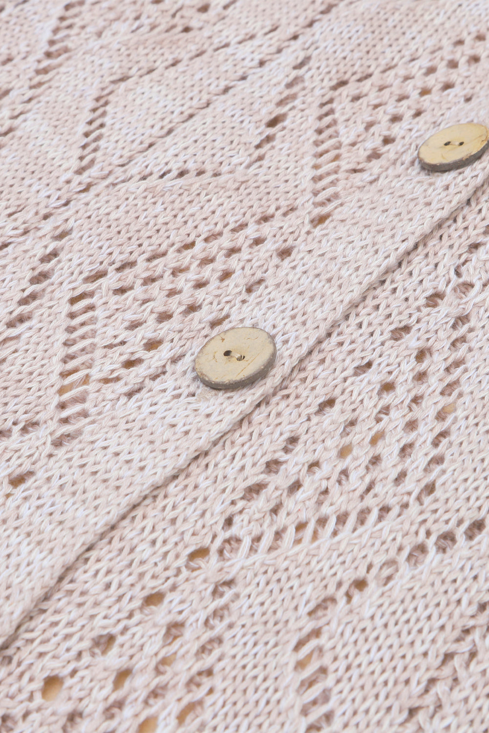 Hollow-out Openwork Khaki Knit Cardigan