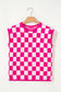 Rose Check Pattern Cap Sleeve Knitted Sweater