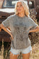 Light Grey Western Steer Head Tie Dye Print Crew Neck T Shirt
